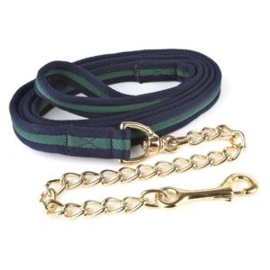 Hy Soft Webbing Lead Rein with chain, 2m - Navy / Red