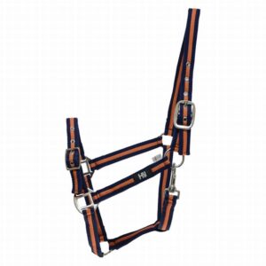 HY Soft Webbing Head Collar Pony Navy/ Orange