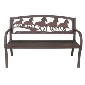 Steel Framed Bench with Running Horses